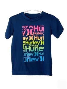 K1133 * Hurley Boys Ombre Neon Logo Graphic Tee Blue Size 4T